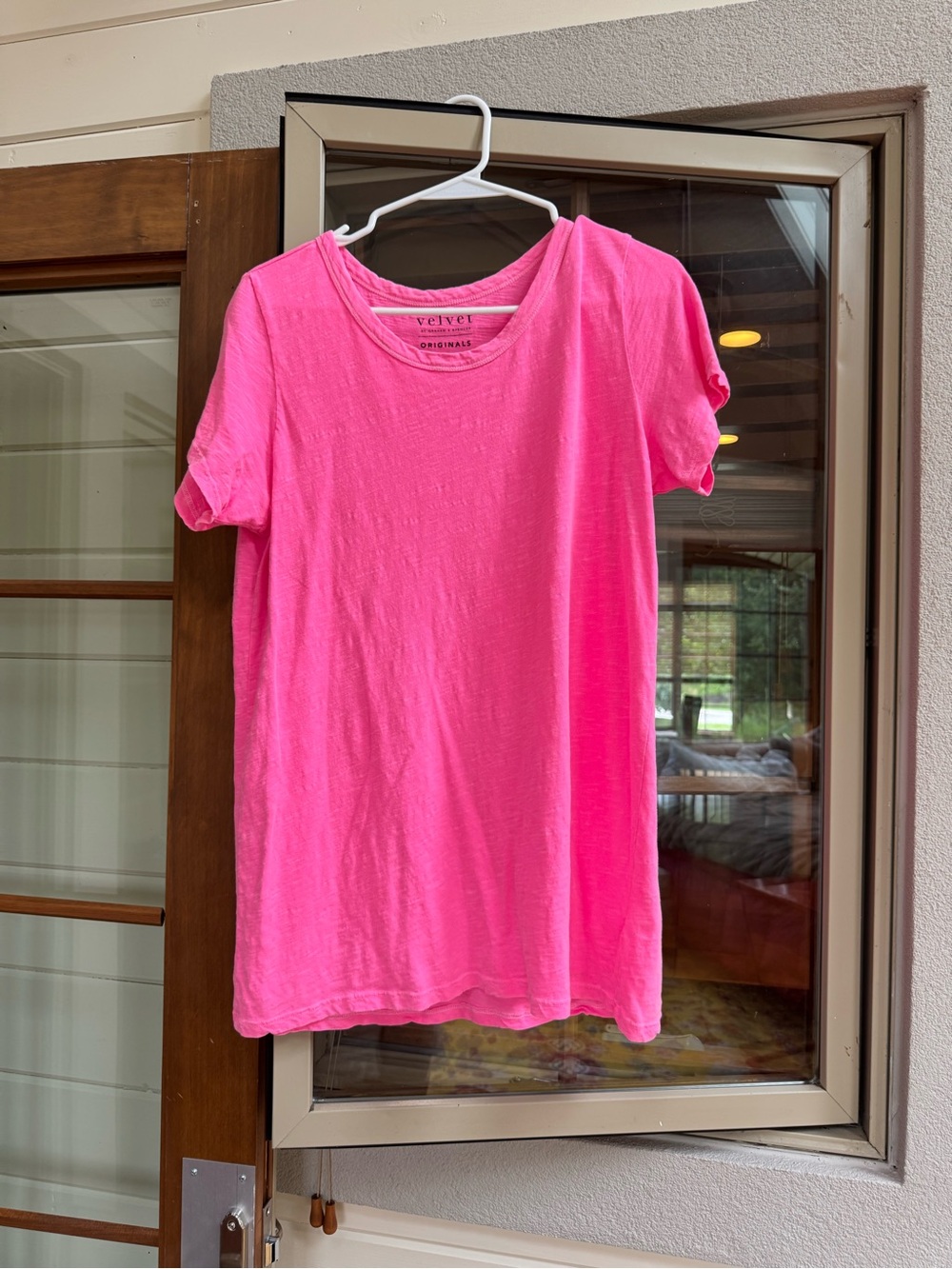 Velvet Bright Hot Pink Short Sleeve Crewneck Tee